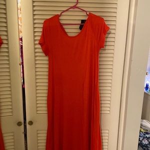 Coral dress w/pockets and crisscross back